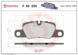 Σετ τακάκια, Δισκόφρενα Brembo P 65 020