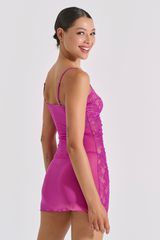 Sexy Νυχτικάκι Σετ με String Magenta-thumb-1