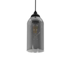 Κρεμαστό Φωτιστικό Οροφής με Ντουί 1 x E27 AC 220-240V IP20 - Μαύρο Φιμέ - Μ10 x Π10 x Υ24cm