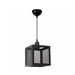 GloboStar® JAULA 204-0181 Μοντέρνο Κρεμαστό Φωτιστικό Οροφής Μονόφωτο 1 x E27 AC 220-240V IP20 Μαύρο - Μ17 x Π17 x Υ23cm