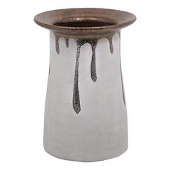 ΚΕΡΑΜΙΚΟ ΒΑΖΟ Fylliana FL3590 ΛΕΥΚΟ-ΜΠΡΟΝΖΕ ΧΡΩΜΑ 15x21εκ