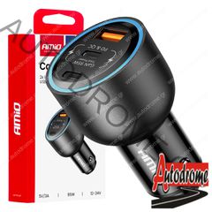 Amio - ΦΟΡΤΙΣΤΗΣ ΑΝΑΠΤΗΡΑ 12/24V ΜΕ 2 ΘΥΡΕΣ USB-C/USB-A 95W 5V/3A ΤΑΧΕΙΑΣ ΦΟΡΤΙΣΗΣ ΑΛΟΥΜΙΝΙΟ/ΜΑΥΡΟΣ - 1 Τεμ. (04372/AM)