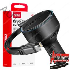 Amio - ΦΟΡΤΙΣΤΗΣ ΑΝΑΠΤΗΡΑ 12/24V ΜΕ 1ΘΥΡΑ USB-C 60W ΤΑΧΕΙΑΣ ΦΟΡΤΙΣΗΣ ΜΕ ΕΝΣΩΜΑΤΩΜΕΝΟ ΚΑΛΩΔΙΟ USB C+APPLE LIGHTING - 1 Τεμ. (04370/AM)
