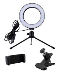 CABLETIME φωτιστικό δαχτυλίδι LED CT-LRL6-PB με μίνι τρίποδα & σφιγκτήρα, βάση smartphone, Φ16cm