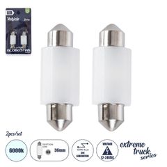 C5W  Λάμπες Αυτοκινήτου LED 36mm FESTOON  3rd Generation Can-Bus Extreme Truck Series 2xSMD3030 3W 450lm 120° DC 12-24V IP20 Μ3.6 x Π12.5 x Υ1cm Ψυχρό Λευκό 6000K - Σετ 2 Τεμαχίων σε Blister