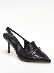 Slingback γόβες με χρυσή αγκράφα - Καφέ