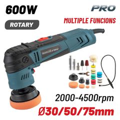 BORMANN Pro BCP3160 Αλοιφαδόρος Περιστροφικός Ρυθμιζόμενος 600W Φ30/50/70mm με Ομαλή Εκκίνηση Soft-Start + 9 Εξαρτήματα ( 069454 )