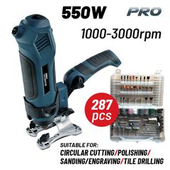 BORMANN Pro BMF5500 Πολυεργαλείο Ηλεκτρικό 550W Μεταβλητής Ταχύτητας 10000-30000rpm + 287 Εξαρτήματα ( 079088 )