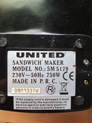 UNITED SANDWICH MAKER 750W-thumb-3