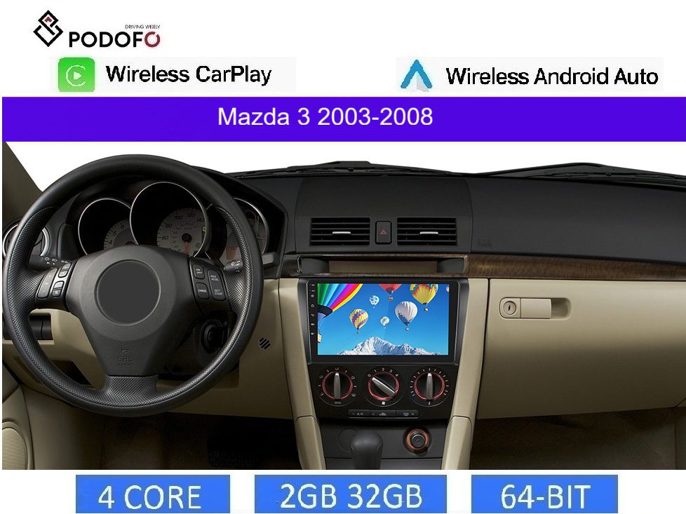 Mazda 3 (2003-2008) Android οθόνη 9" 2+32GB Ασύρματο CarPlay & Aσύρματο Android Auto | GPS | EQ | WiFi