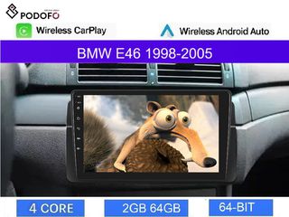 BMW E46 (1998-2005) Android οθόνη 9" 2+64GB Ασύρματο CarPlay & Aσύρματο Android Auto GPS  WiFi EQ