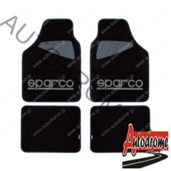 Μοκέτα Μαύρη με Γκρι logo 4τμχ Sparco