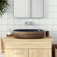 Νιπτήρας Οβάλ Καφέ και Μπλε 59 x 40 x 14 εκ. Κεραμικός 155100