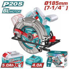 Δισκοπρίονο Μπαταρίας TOTAL Σέτ Φ-185mm Li-ion 20V με 1 Μπαταρία 5Ah BL Motor Επαγγελματικό ( TSLI18513E )