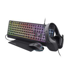 Trust GXT 792 Quadrox 4-in-1 Σετ Gaming Πληκτρολόγιο με Φωτιζόμενα πλήκτρα & Ποντίκι Γκρι