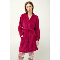 Vamp Γυναικεία Ρόμπα Μονόχρωμη Fleece Με Ζώνη