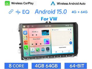 VW Amarok (2009-2016) 9" Οθόνη Android Car Radio Navigation | 4GB+64GB | 8-Core | Ασύρματο CarPlay & Aσύρματο Android Auto | GPS | WiFi | EQ | HiFi | FM/RDS