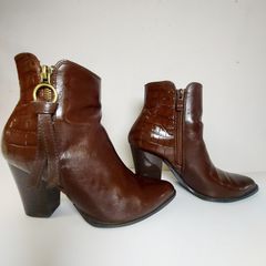 Καφέ μποτάκια MIGATO Νο. 39 με κροκό λεπτομέρεια