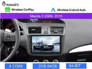 Mazda 3 (2009-2015) Android οθόνη 9" 2+64GB Ασύρματο CarPlay & Aσύρματο Android Auto GPS  WiFi EQ
