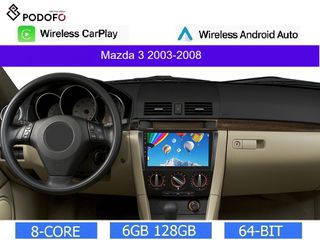 Mazda 3 (2003-2008) Android 13 Οθόνη 9" | 6GB RAM +128GB ROM | Ασύρματο CarPlay & Aσύρματο Android Auto | GPS | WiFi | DSP