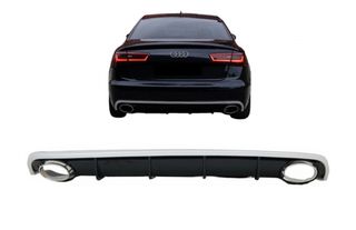 ΠΙΣΩ ΣΠΟΙΛΕΡ Rear Bumper Valance Diffuser Audi A6 C7 4G Limousine Avant (2010-2014) with Exhaust Tips RS6 Design