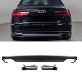 ΠΙΣΩ ΣΠΟΙΛΕΡ Rear Bumper Valance Diffuser with Exhaust Tips Audi A6 4G Limousine (2011-2014) Facelift
