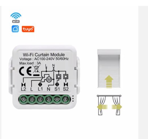 Tuya Smart Mini Curtain Switch module with mounting clip - SMART003