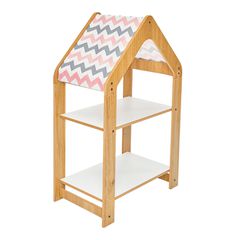 Ραφιέρα τ. Montessori Zoilen pakoworld φυσικό-λευκό-ροζ mdf 50x30x80εκ