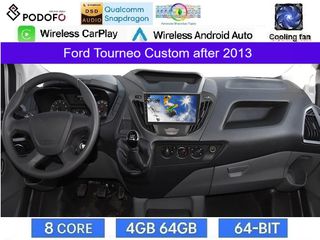Ford Tourneo Custom μετά το 2013 Οθόνη 9" Android 15 | 4GB + 64GB | 8-Core Snapdragon | Ασύρματο CarPlay & Android Auto GPS WiFi DSP FM/RDS