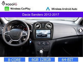 Dacia Sandero (2012-2017) Android 13 Οθόνη 9" | 6GB RAM +128GB ROM | Ασύρματο CarPlay & Aσύρματο Android Auto | GPS | WiFi | DSP
