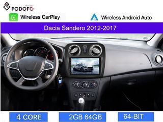 Dacia Sandero (2012-2017) Android οθόνη 9"|2GB+64GB| Wireless CarPlay & Android Auto | GPS | EQ | WiFi