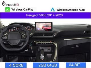 Peugeot 5008 (2017-2020) Android οθόνη 9" 2+64GB Ασύρματο CarPlay & Aσύρματο Android Auto GPS  WiFi EQ