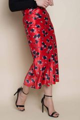 Floral Bias Satin Midi Skirt