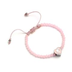 Carat Shop Barbie - Pink Bead Friendship Bracelet with Heart Shaped Bead (BMFB0007)