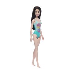 Mattel Barbie: Beach - Black Hair Doll Wearing Tropical Blue Swimsuit (HXX51)
