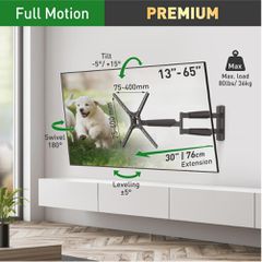 Barkan BM343XL Βάση Τηλεόρασης Τοίχου έως 65" και 36kg Μαύρο