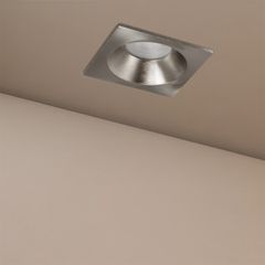 Χωνευτό Φωτιστικό Downlight Σποτ Μπάνιου για Λάμπα MR16 με Ντουί GU10 AC 220-240V Αδιάβροχο IP65 - Νίκελ Βούρτσας - Μ8.5 x Π8.5 x Υ4.4cm / Q7.5cm x 7.5cm