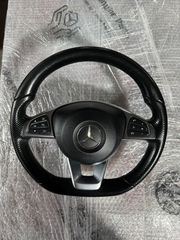Mercedes-Benz AMG C-Class W205 S205 (2014-2017) E-Class W213 (2016-2017) GLC-Class X253 (2016-2017) δερμάτινο τιμόνι με αερόσακο