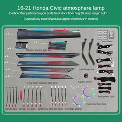DIQ AMBIENT HONDA CIVIC X FULL mod. 2016-2021 (Digital iQ Ambient Dynamic Light for Honda Civic mod. 2016-2021 with 23 Lights -