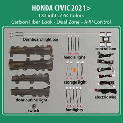 DIQ AMBIENT HONDA CIVIC XI mod. 2021 (Digital iQ Ambient Light for Honda Civic mod. 2021 with 18 Lights)