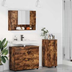 Σετ Επίπλων Μπάνιου 3 τμχ. Καπνιστό Δρύς 76,5 x 35 x 64 εκ 3393038