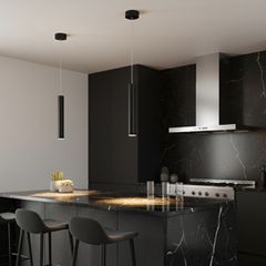 Κρεμαστό Φωτιστικό Οροφής LED 7W 700lm 36° AC 220-240V IP20 Θερμό Λευκό 2700K - Bridgelux COB Chip & TÜV SÜD Driver - Μαύρο Ματ - Μ4 x Π4 x Υ30cm - 5 Χρόνια Εγγύηση