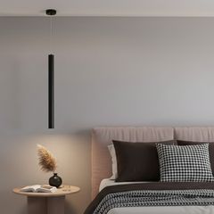 Κρεμαστό Φωτιστικό Οροφής LED 7W 700lm 36° AC 220-240V IP20 Θερμό Λευκό 2700K - Bridgelux COB Chip & TÜV SÜD Driver - Μαύρο Ματ - Μ4 x Π4 x Υ60cm - 5 Χρόνια Εγγύηση