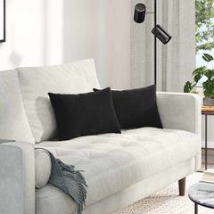 Μαξιλάρι Καναπέ 2 pcs Μαύρο 50 x 30 cm Υφασμάτινο Κορντουρά 42013633