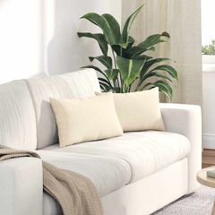 Μαξιλάρι Καναπέ 2 pcs Κρεμ 50 x 30 cm Υφασμάτινο Κορντουρά 42013647