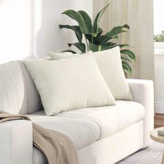 Μαξιλάρι Καναπέ 2 pcs Κρεμ 70 x 50 cm Υφασμάτινο Κορντουρά 42013765