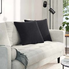 Μαξιλάρι Καναπέ 2 pcs Μαύρο 50 x 50 cm Υφασμάτινο Κορντουρά 42013977