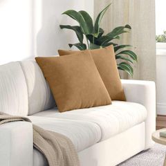 Μαξιλάρι Καναπέ 2 pcs Καφέ 50 x 50 cm Υφασμάτινο Κορντουρά 42013979