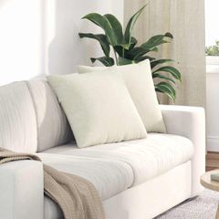 Μαξιλάρι Καναπέ 2 pcs Κρεμ 50 x 50 cm Υφασμάτινο Κορντουρά 42013980