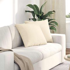Μαξιλάρι Καναπέ 2 pcs Κρεμ 50 x 50 cm Υφασμάτινο Κορντουρά 42013991